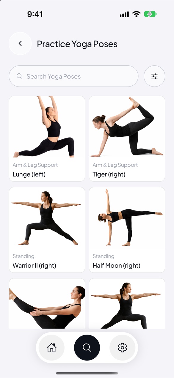 The pose library, with a photo of every pose